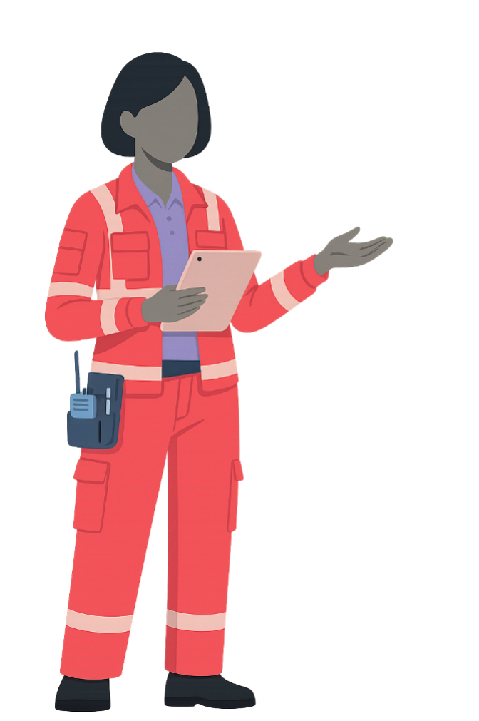 Frontline worker using a tablet